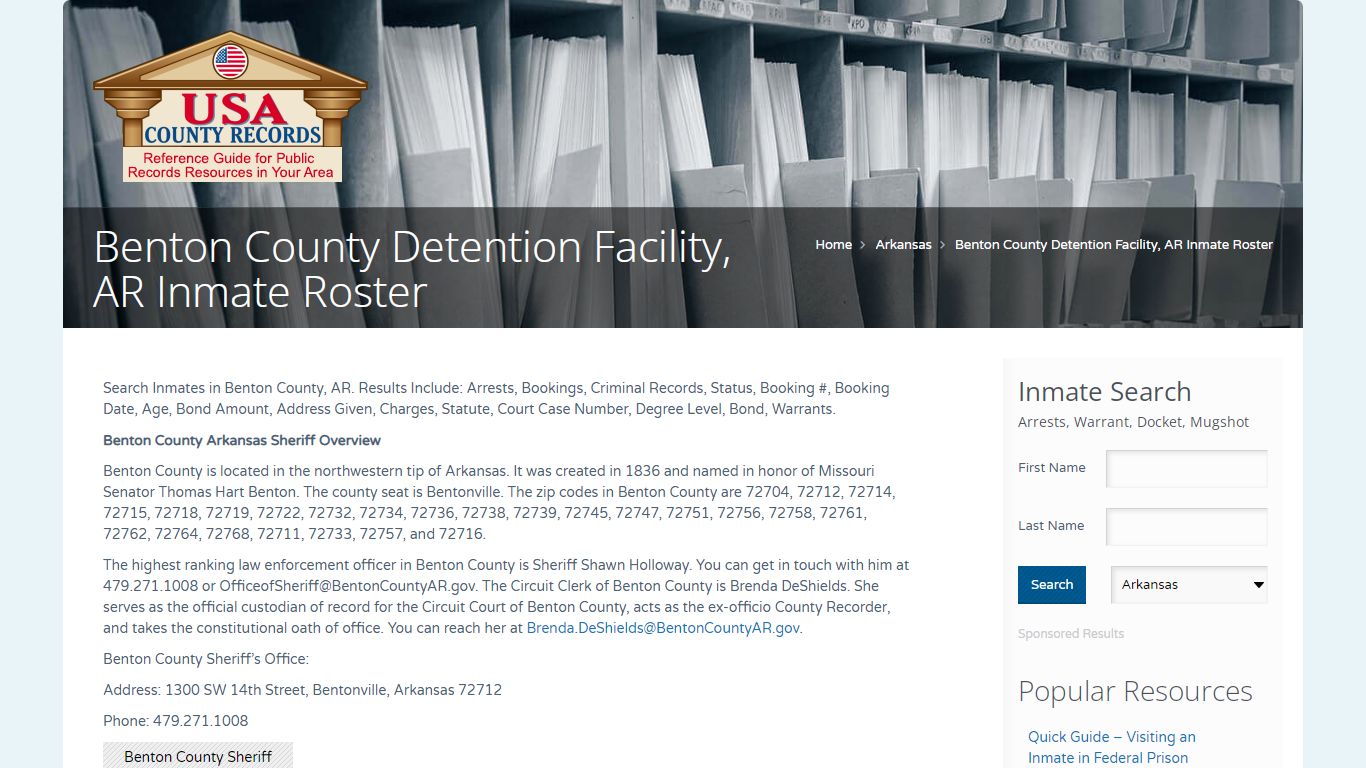 Benton County Detention Facility, AR Inmate Roster | Name ...